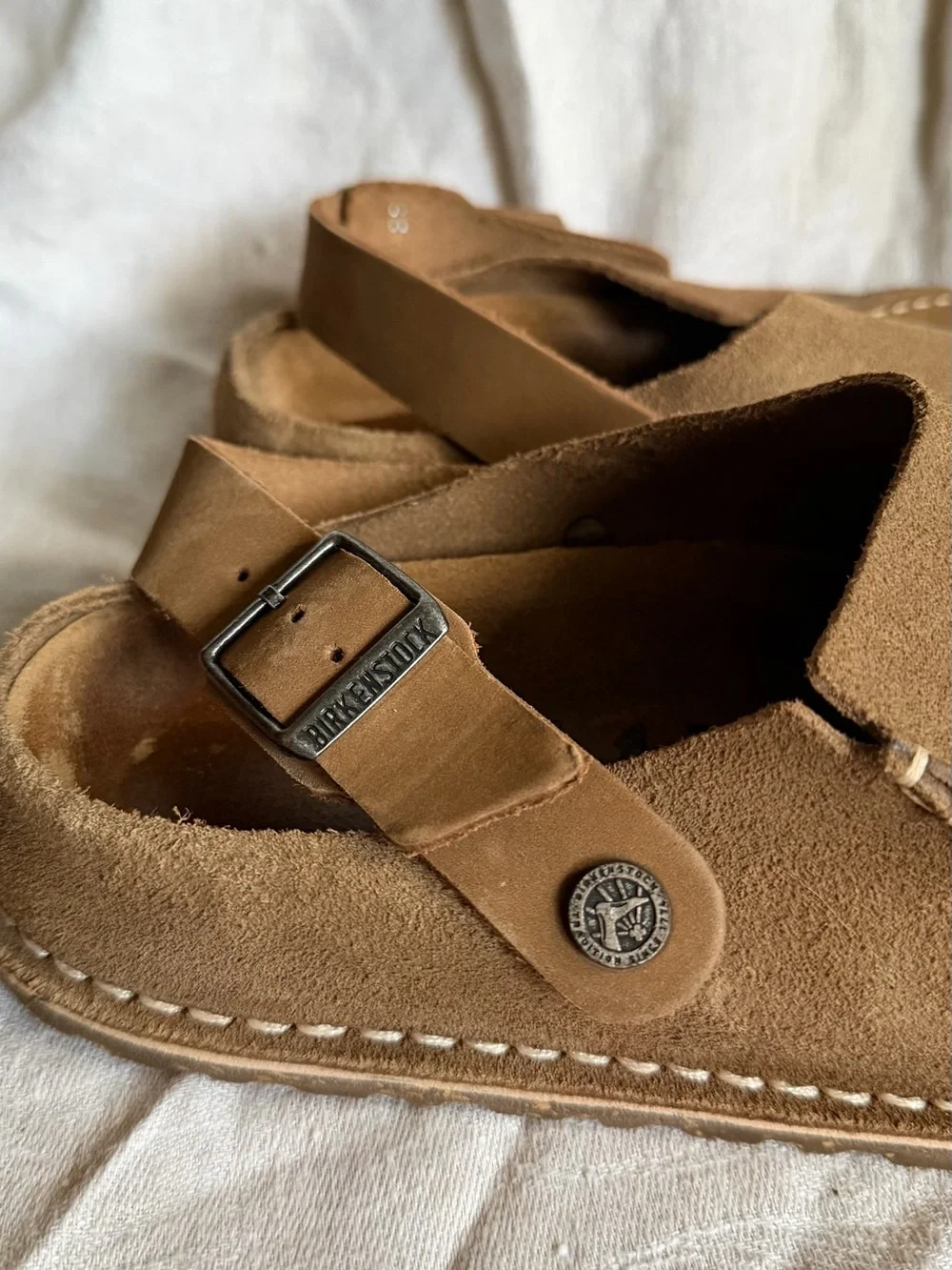 Birkenstock Lutry Suede Clog in Tan - Picture 3 of 7